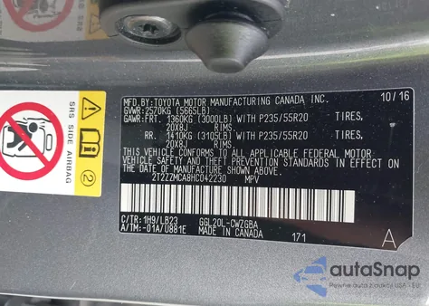 2017 Lexus Rx 350 z USA, uszkodzony, nr VIN 2T2ZZMCA8HC042230